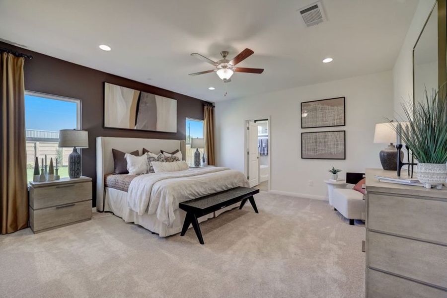 Furnished interior in a model home at Cool Water at Sonterra in Jarrell (Image 33). Furnished interior in a model home at Cool Water at Sonterra in Jarrell (Image 33).