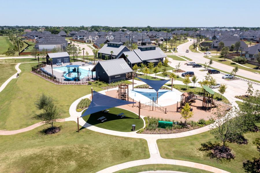 Aerial view of the Pecan Ridge community in Fulshear, TX, showing layout and nearby surroundings (Image 1). Aerial view of the Pecan Ridge community in Fulshear, TX, showing layout and nearby surroundings (Image 1).