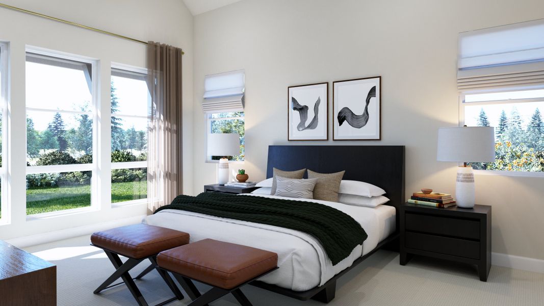 Furnished interior in a model home at The Fairways at RainDance in Windsor (Image 33).