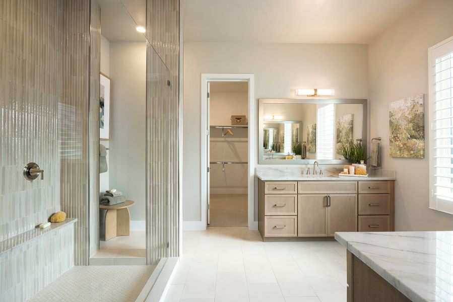 Furnished interior in a model home at Freedom at Anthem in Kyle (Image 29).