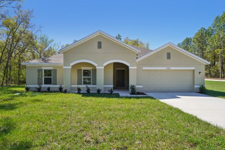 A house with a lawn.