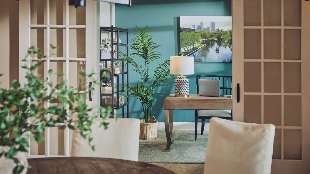 Furnished interior in a model home at The Courtyards at Hodges Farm in Charlotte (Image 23).