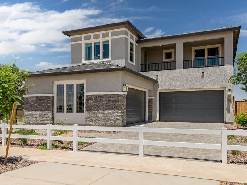 Front exterior of a home in the Palo Verde at North Creek community, located in Queen Creek, AZ (Image 3).