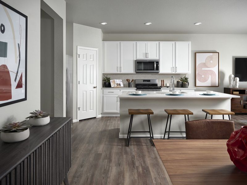 Furnished interior in a model home at Horizon Uptown: The Mountain Collection in Aurora (Image 15). Furnished interior in a model home at Horizon Uptown: The Mountain Collection in Aurora (Image 15).