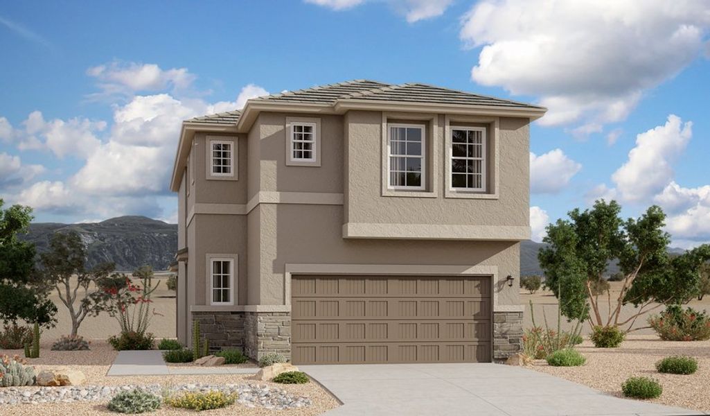 Front exterior of a home in the Meridian at Star Valley community, located in Tucson, AZ (Image 2).