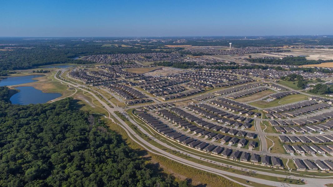 Aerial view of the Trinity Falls community in McKinney, TX, showing layout and nearby surroundings (Image 20).