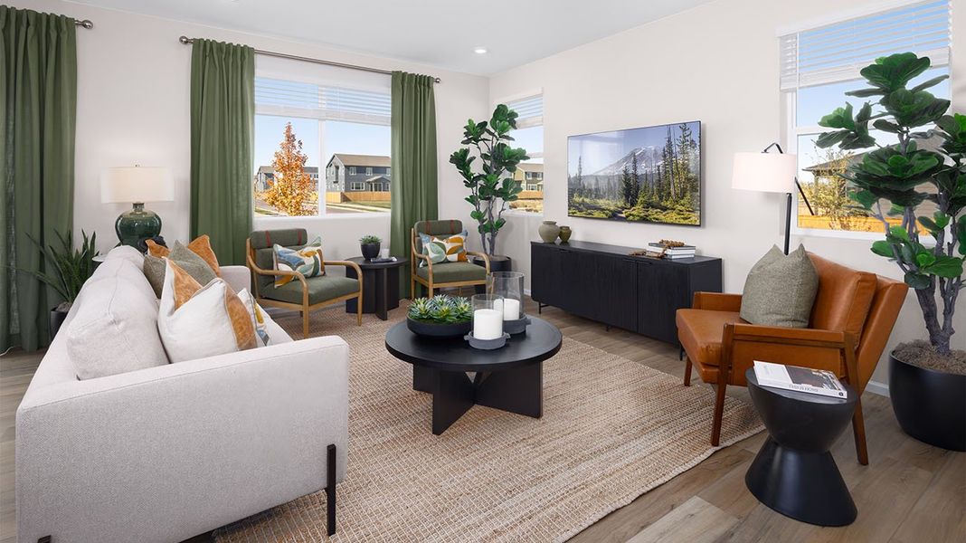 Furnished interior in a model home at The Cottages Collection at Ridgeline Vista in Brighton (Image 4).