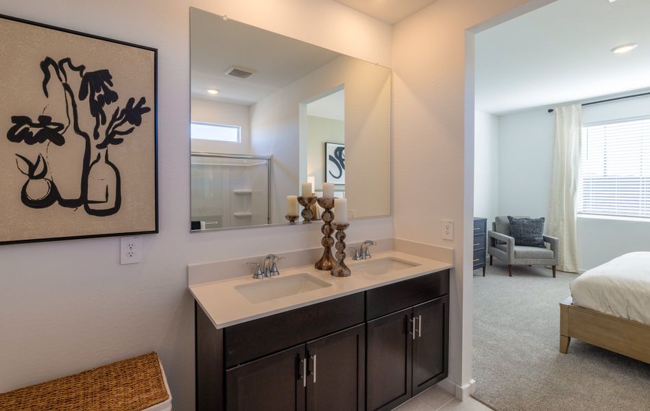 Furnished interior in a model home at Mountain View Estates Reserve Series in Buckeye (Image 10).