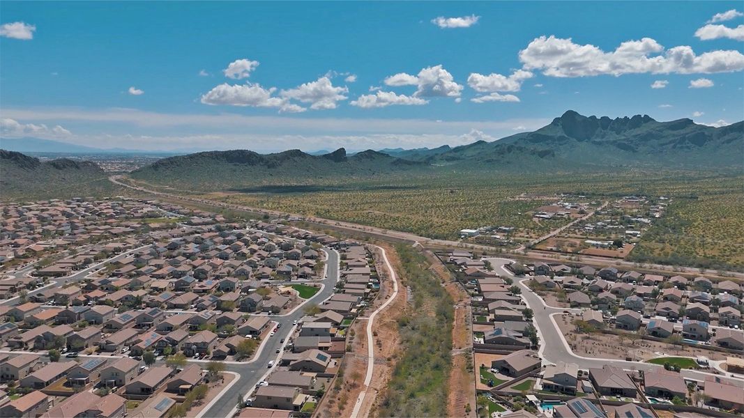 Aerial view of the Saguaro Bloom community in Marana, AZ, showing layout and nearby surroundings (Image 5).