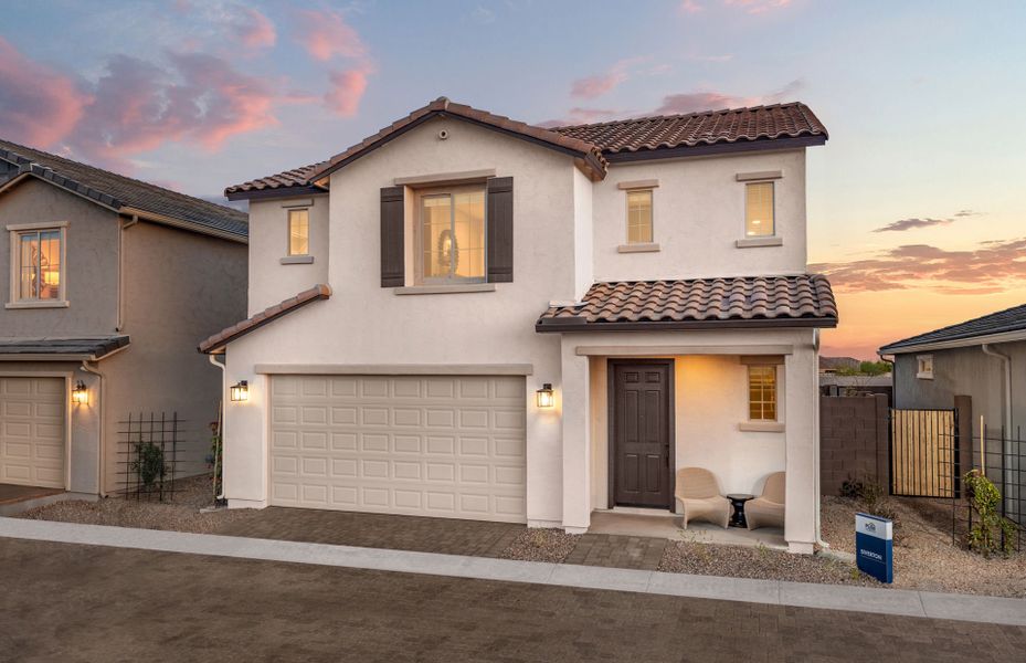 Front exterior of a home in the Asante- Atrium Series community, located in Surprise, AZ (Image 3).