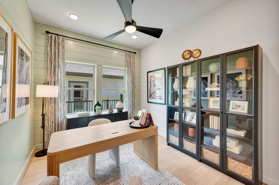 Furnished interior in a model home at Prairieland Village - Grove Collection in Cypress (Image 8). Furnished interior in a model home at Prairieland Village - Grove Collection in Cypress (Image 8).