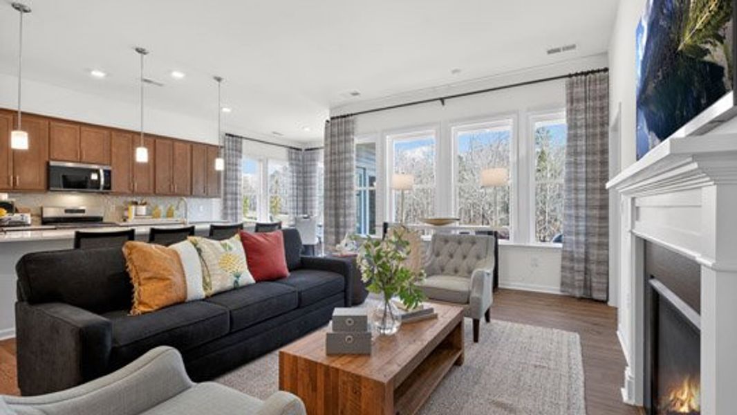 Furnished interior in a model home at The Villas at Galvins Ridge in Sanford (Image 31).