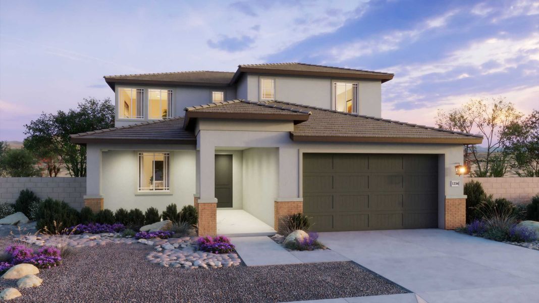 Front exterior of a home in the Bella Vista Farms community, located in San Tan Valley, AZ (Image 13).