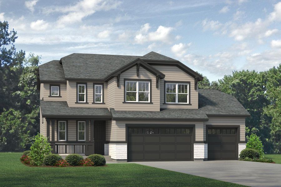 Front exterior of a home in the Highlands Preserve community, located in Mead, CO (Image 9).