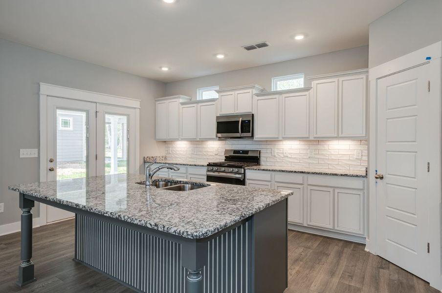 Large kitchen islands great for serving!