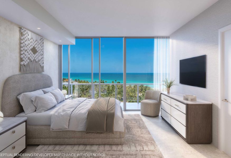 Furnished interior in a model home at 7200 Collins in Miami Beach (Image 7).