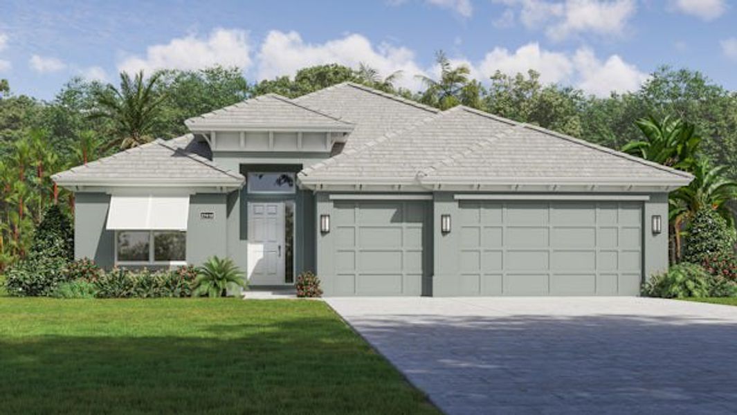 Front exterior of a home in the Raven's Landing community, located in Vero Beach, FL (Image 4).