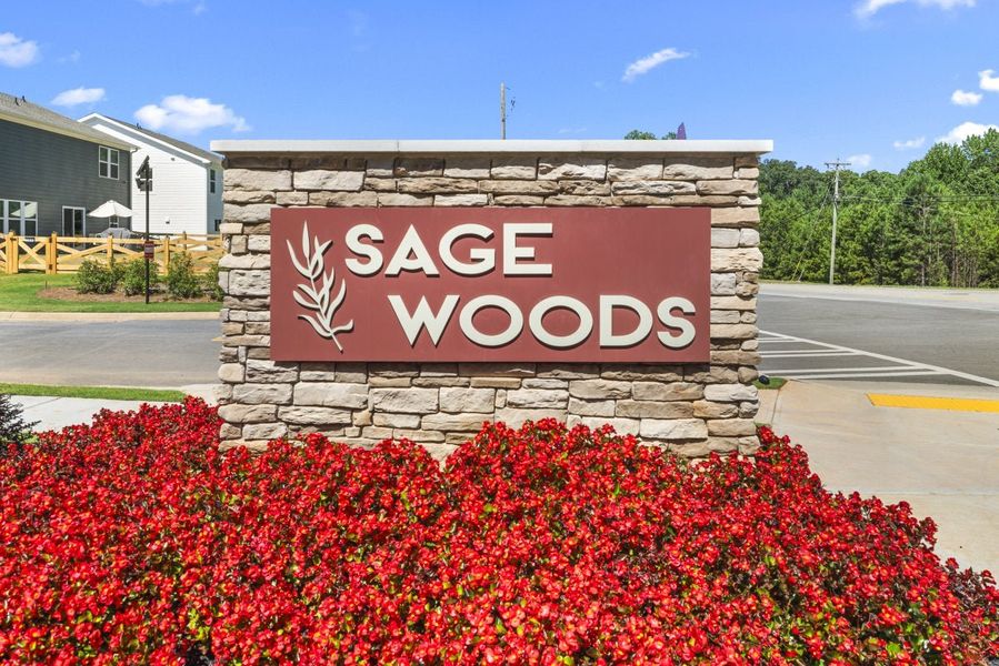 Entrance to the Sage Woods community in Dallas, GA, featuring signage and landscaping (Image 2).