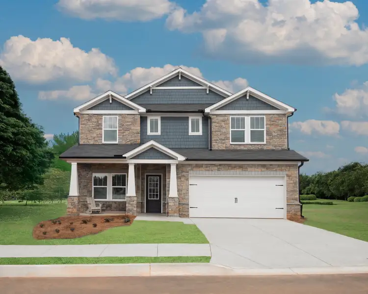 Front exterior of a home in the Martin Springs - Estate Series community, located in Lawrenceville, GA (Image 4). Front exterior of a home in the Martin Springs - Estate Series community, located in Lawrenceville, GA (Image 4).