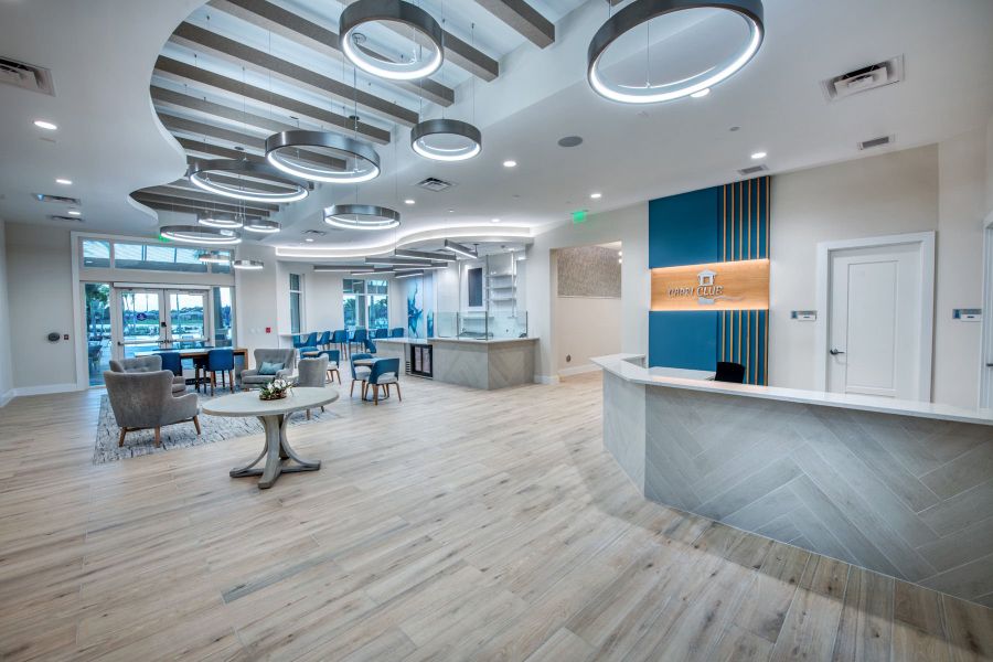 Social Lounge in this resort lifestyle community with modern homes for sale in Englewood, FL Social Lounge in this resort lifestyle community with modern homes for sale in Englewood, FL