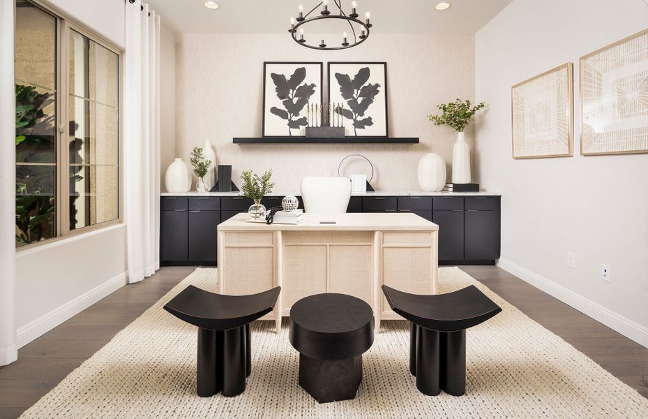 Modern office with large window in new construction homes at Jorde Farms in Queen Creek, AZ