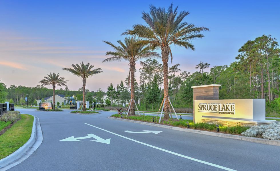 Entrance to the Woodhaven community in Port Orange, FL, featuring signage and landscaping (Image 1). Entrance to the Woodhaven community in Port Orange, FL, featuring signage and landscaping (Image 1).