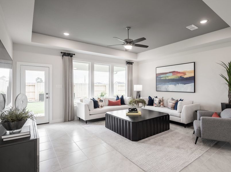 Furnished interior in a model home at Mason Woods in Cypress (Image 3).
