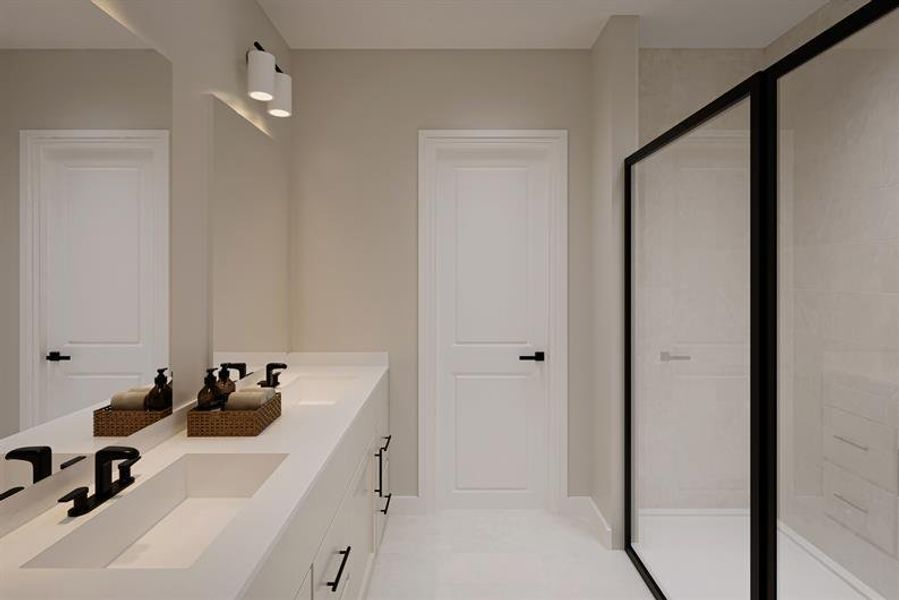 A serene owner's bathroom designed to refresh your mornings and unwind your evenings.