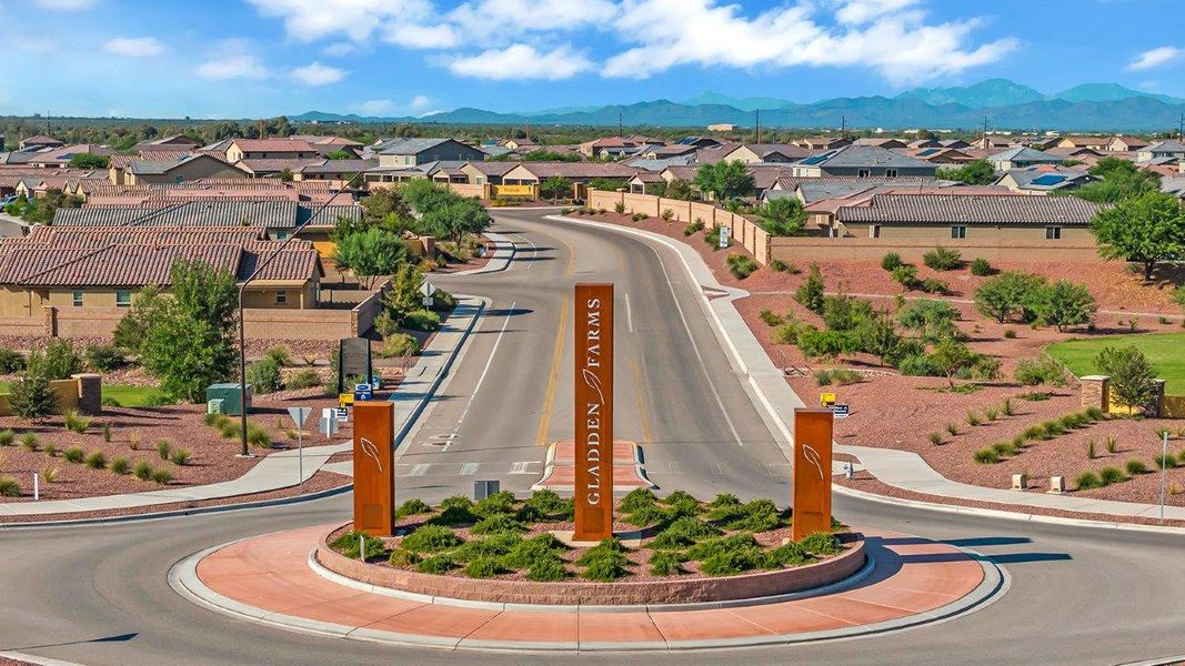 Entrance to the Coronet at Gladden Farms community in Marana, AZ, featuring signage and landscaping (Image 11).
