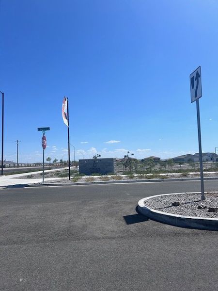 A welcoming streetscape with clear blue skies at Mandarin at Citrus Park by Landsea Homes (Goodyear, AZ).