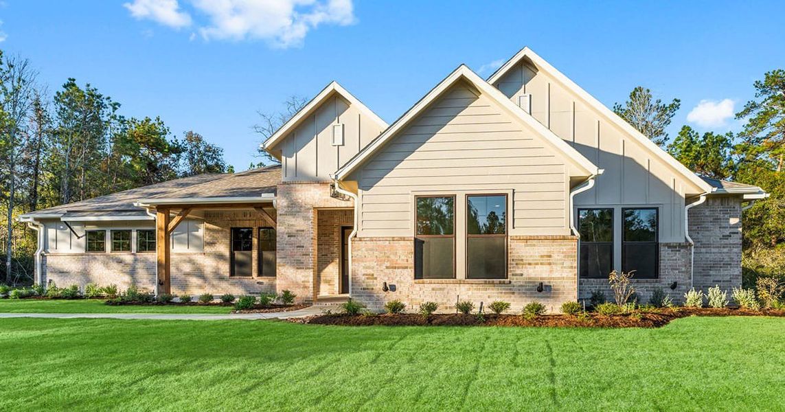 Front exterior of a home in the Homestead Hill community, located in New Waverly, TX (Image 1). Front exterior of a home in the Homestead Hill community, located in New Waverly, TX (Image 1).