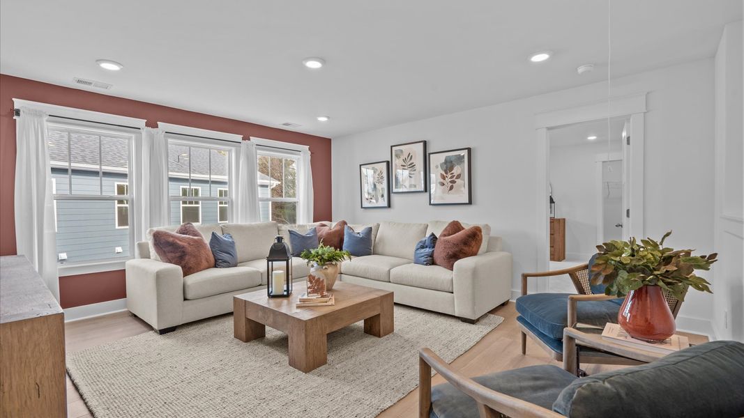 Furnished interior in a model home at Pelham Crossing in Greenville (Image 7). Furnished interior in a model home at Pelham Crossing in Greenville (Image 7).