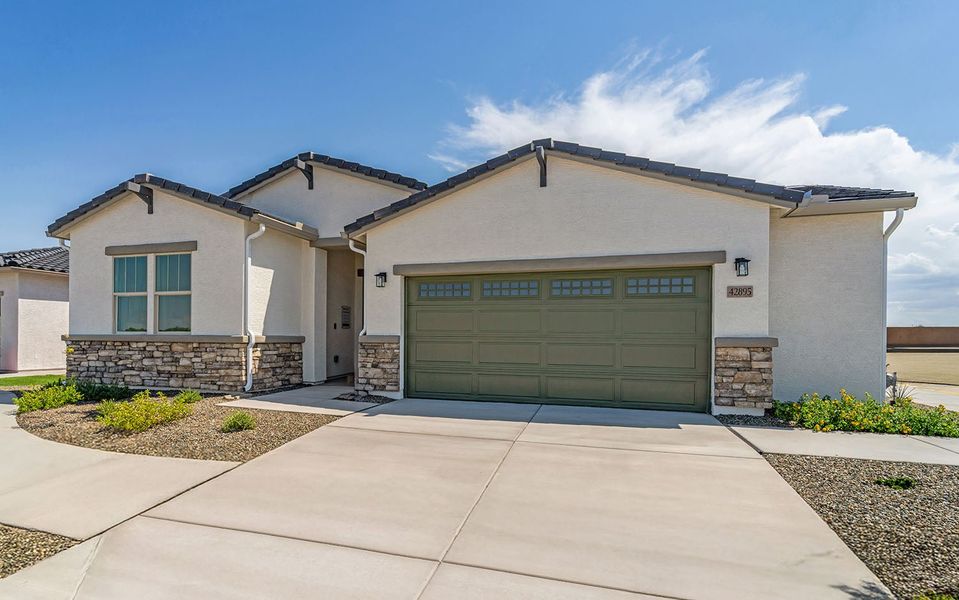 Front exterior of a home in the Rancho Santa Rosa community, located in Maricopa, AZ (Image 2).