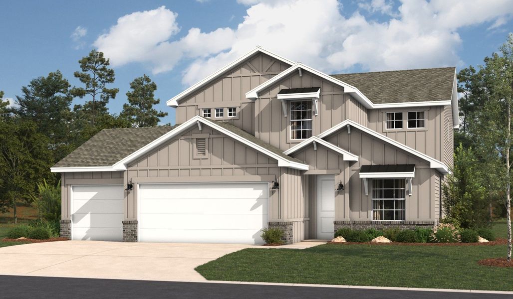 Front exterior of a home in the Hickory Ridge Estates community, located in Elmendorf, TX (Image 23). Front exterior of a home in the Hickory Ridge Estates community, located in Elmendorf, TX (Image 23).