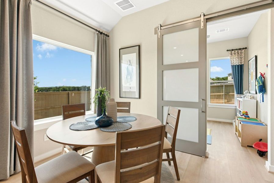 Furnished interior in a model home at The Colony in Bastrop (Image 23). Furnished interior in a model home at The Colony in Bastrop (Image 23).