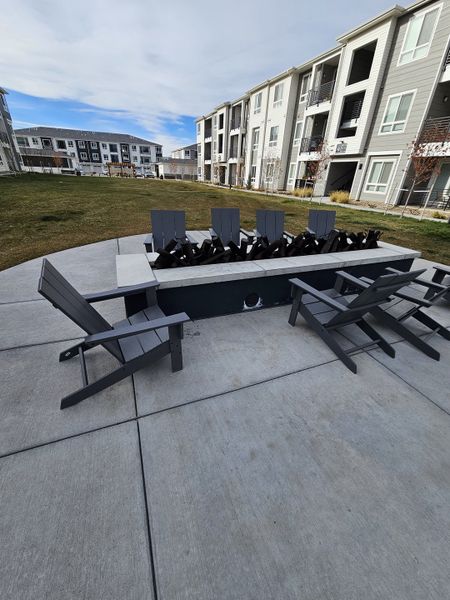 Modern apartments with outdoor seating and a fire pit in Gateway Commons by Lokal Homes (Denver, CO). Modern apartments with outdoor seating and a fire pit in Gateway Commons by Lokal Homes (Denver, CO).