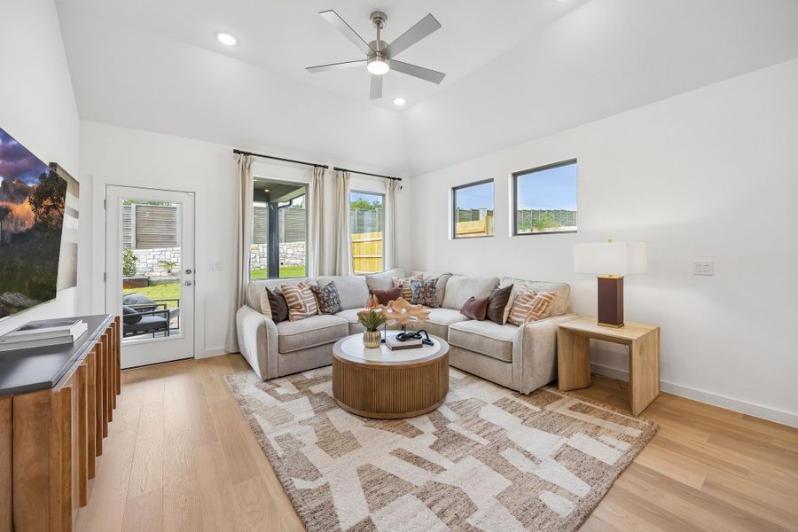 Furnished interior in a model home at Evelyn in Austin (Image 33).