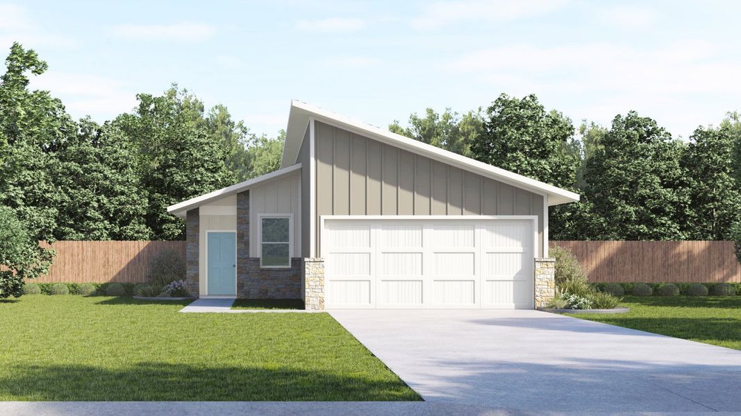 Front exterior of a home in the Frontier community, located in Mustang Ridge, TX (Image 7).