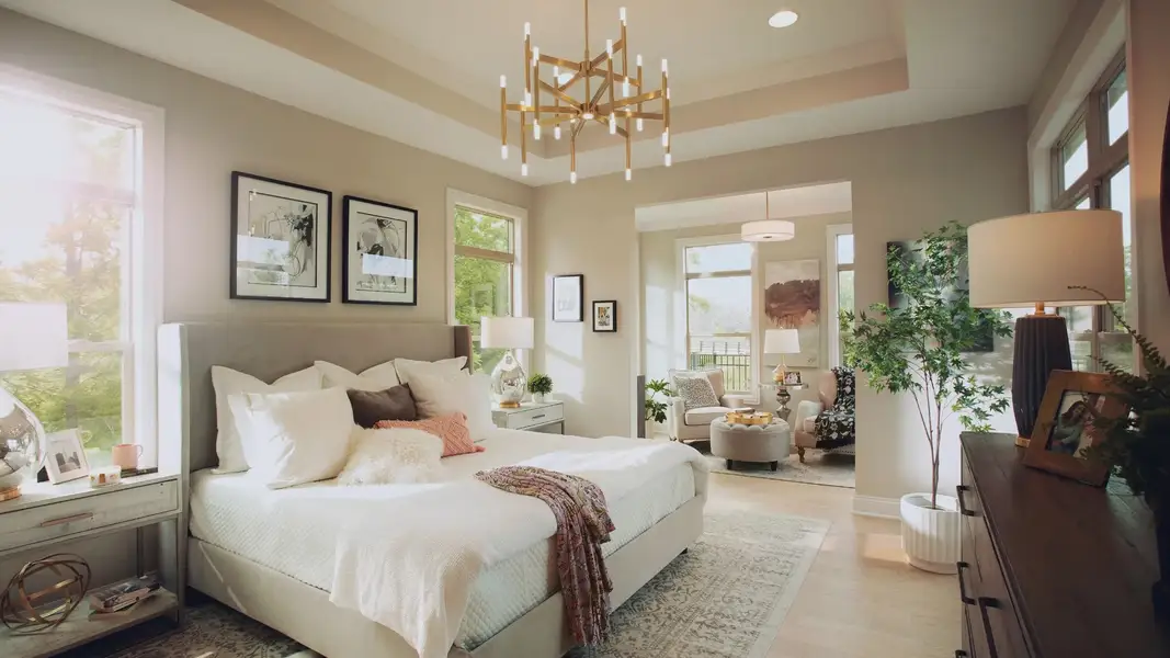 Furnished interior in a model home at The Courtyards at Lake Davidson in Mooresville (Image 29).