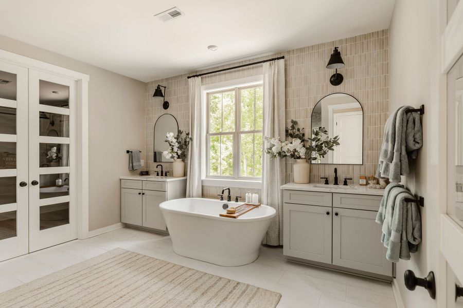 Furnished interior in a model home at Mayes Hall in Davidson (Image 52).