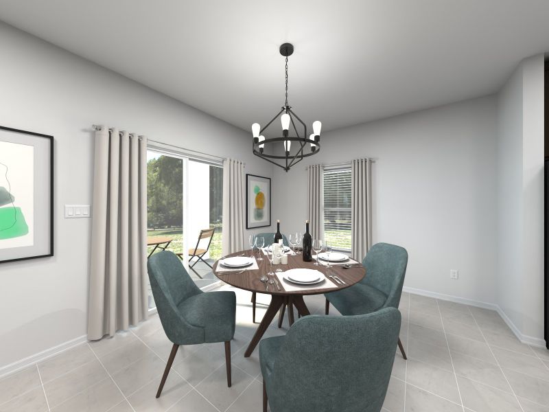 Virtual rendering of dining room in Everett floorplan.