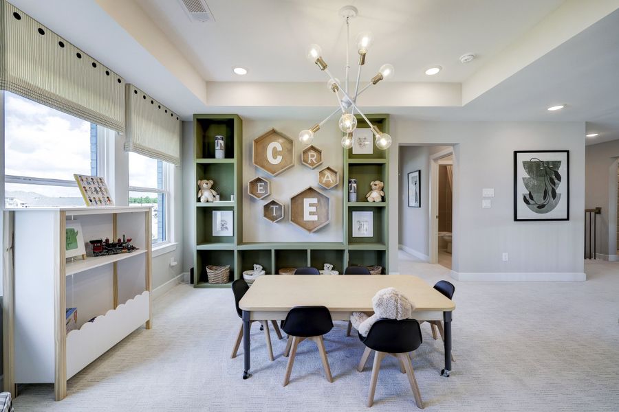 Furnished interior in a model home at Bridgeland 50' (Creekland Village) in Cypress (Image 14). Furnished interior in a model home at Bridgeland 50' (Creekland Village) in Cypress (Image 14).