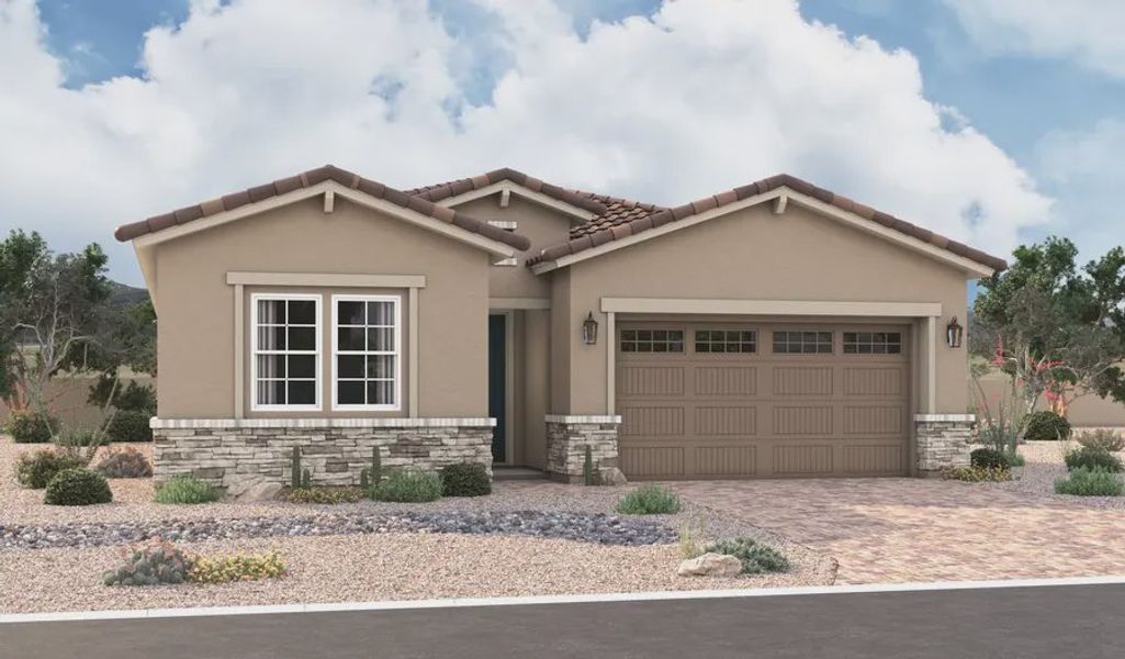 Front exterior of a home in the Portfolio at Lucero community, located in Goodyear, AZ (Image 14).