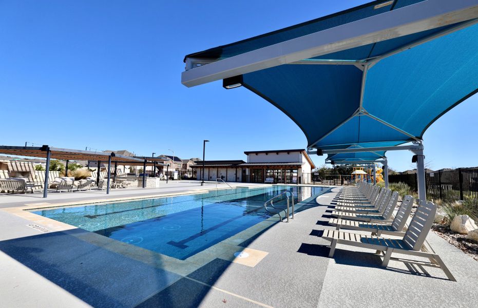 Covered Lounge Chairs by Pool