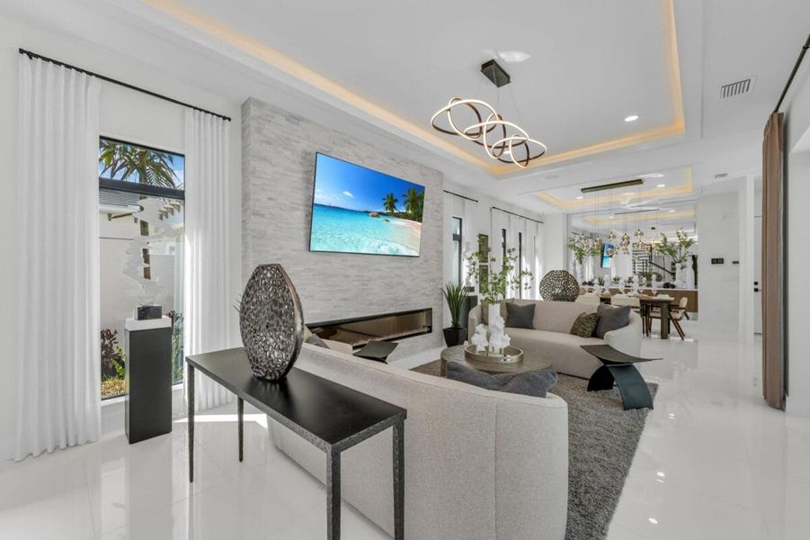 Furnished interior in a model home at Aqua in Bradenton (Image 229).