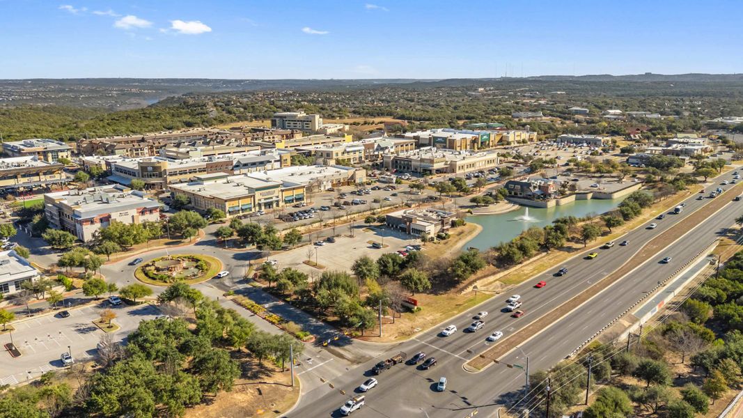 Aerial view of the Sola Vista at West Cypress Hills community in Briarcliff, TX, showing layout and nearby surroundings (Image 11). Aerial view of the Sola Vista at West Cypress Hills community in Briarcliff, TX, showing layout and nearby surroundings (Image 11).
