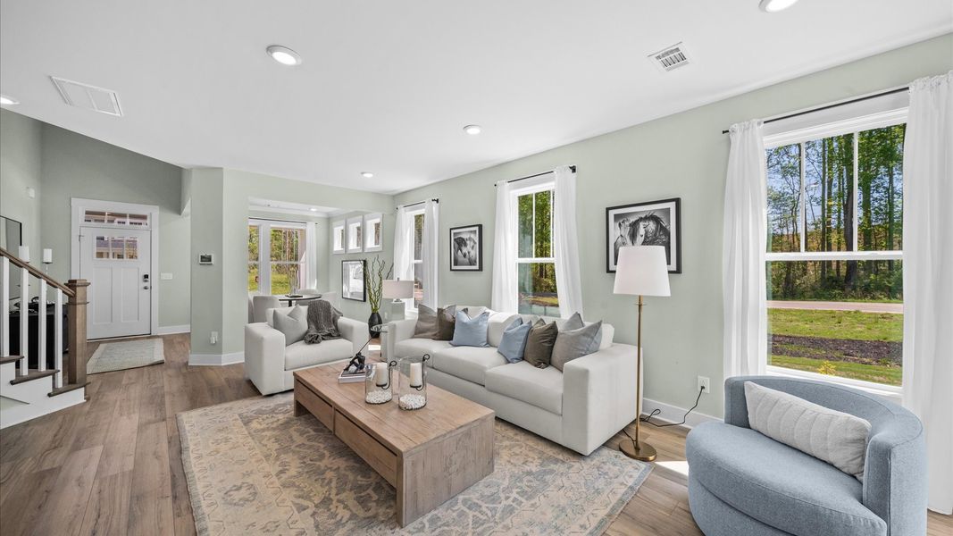 Accomplished layout centers around a spacious family room with exceptional flow and flexibility Accomplished layout centers around a spacious family room with exceptional flow and flexibility