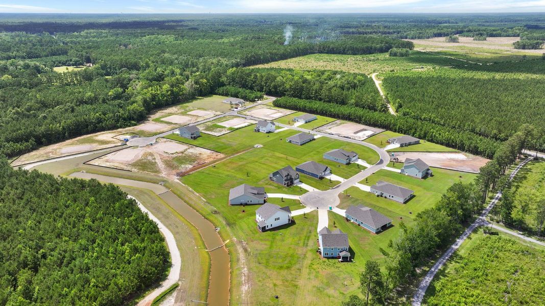 Aerial view of the Berkeley Bay community in Ridgeville, SC, showing layout and nearby surroundings (Image 12).