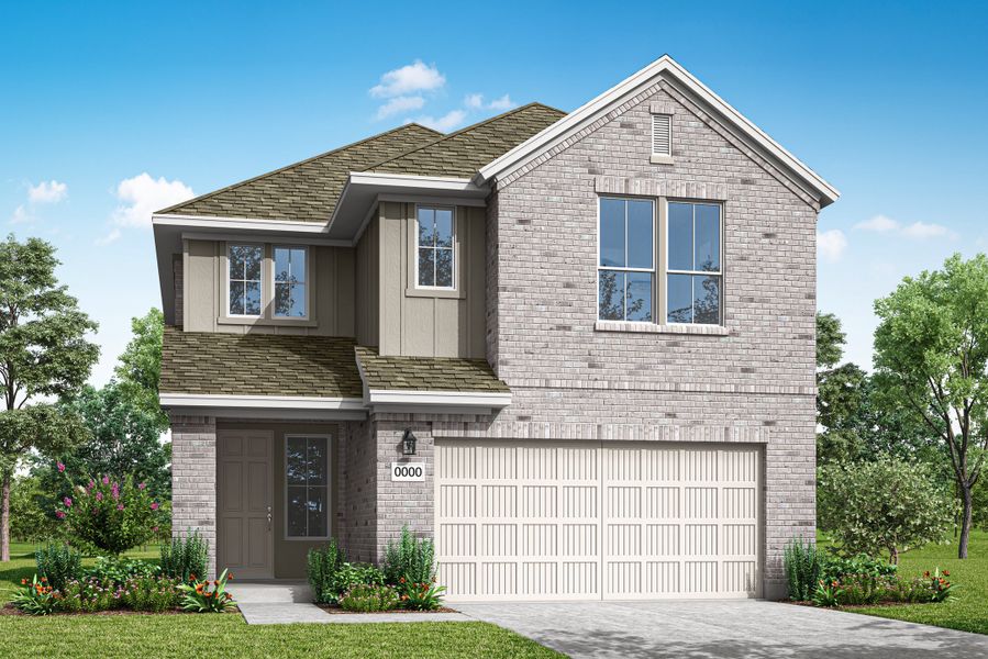 Front exterior of a home in the Terrace Collection at Lariat community, located in Liberty Hill, TX (Image 15).