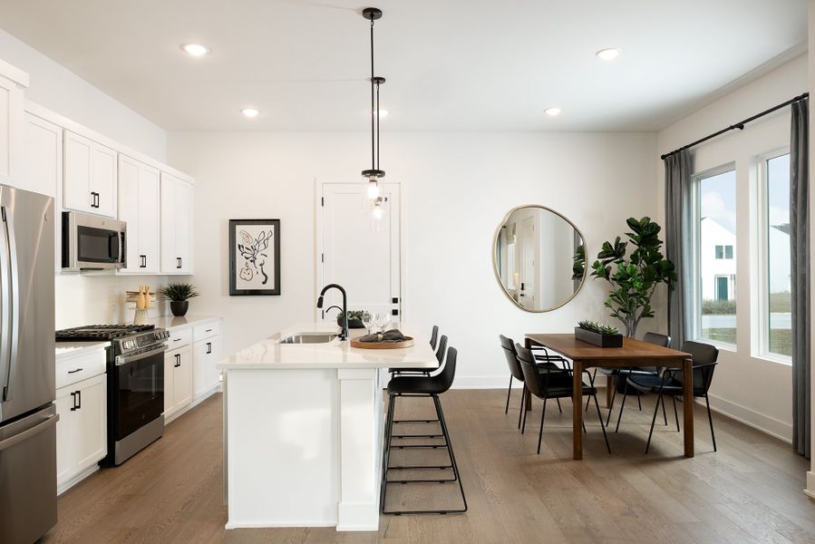 Furnished interior in a model home at The Duets Collection at Novel in Austin (Image 8).